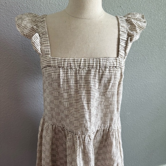 Madewell flutter Sleeve Square Neck Mini Dress Size XXS EUC in Striped Jacquard - Picture 5 of 7